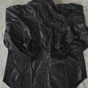 Marc New York Black Faux Leather Shirt Perfect Fall Size Small